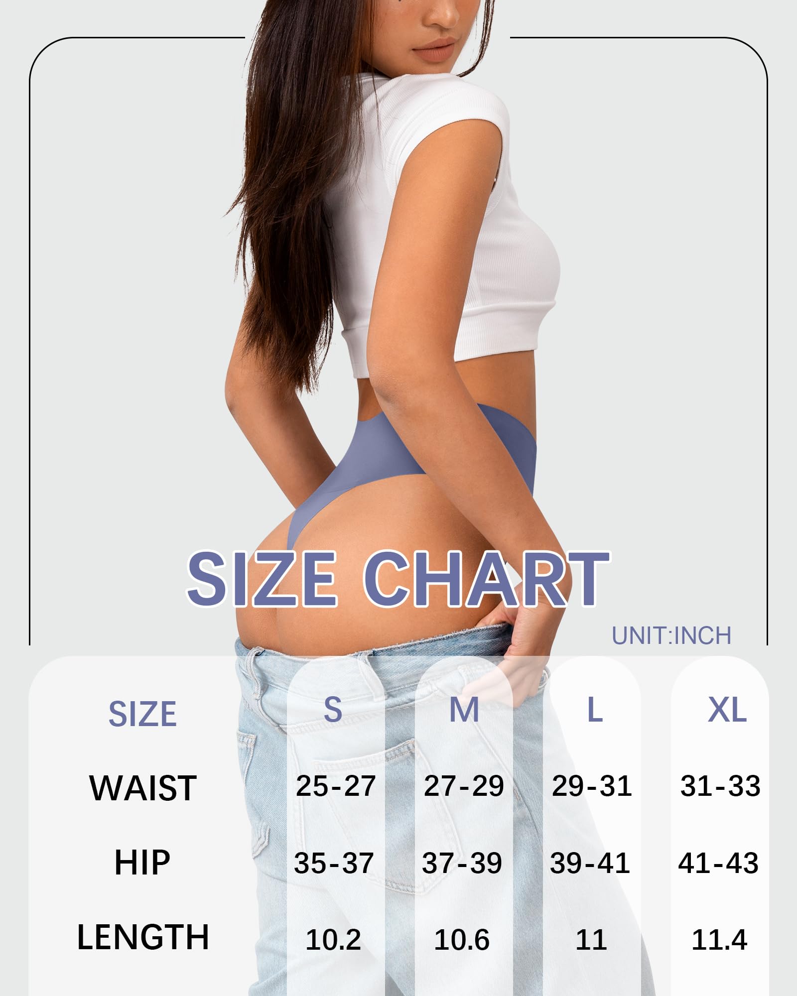 Lot de 6 strings taille haute pour femme sans couture - Culotte invisible - Doux sans étiquette - Coupe haute
