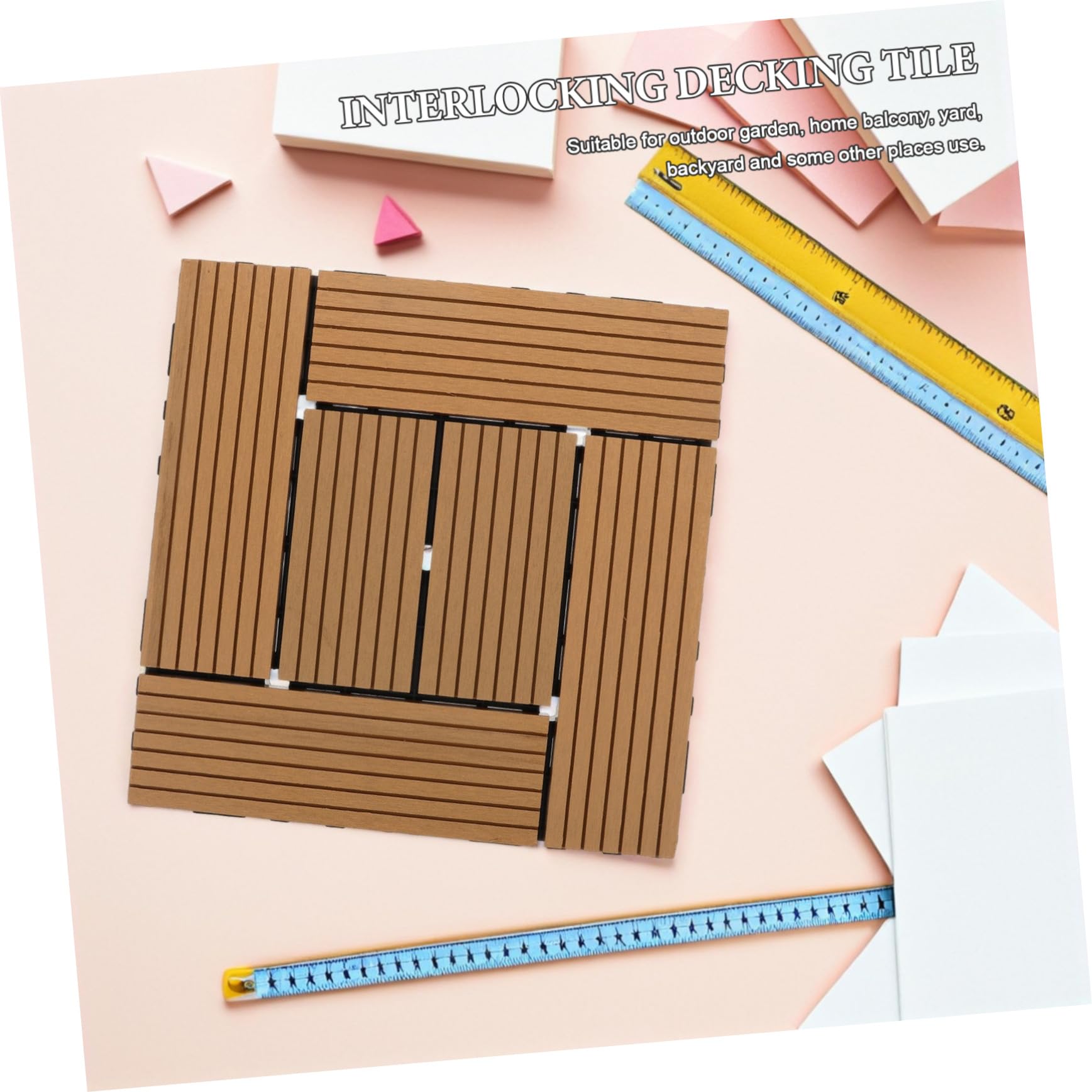 SHINEOFI Dalles de Terrasse Plastique Anti-dérapantes pour Extérieur Clipsables et Résistantes Aux Intempéries Revêtement Sol Balcon et Jardin Entretien Facile