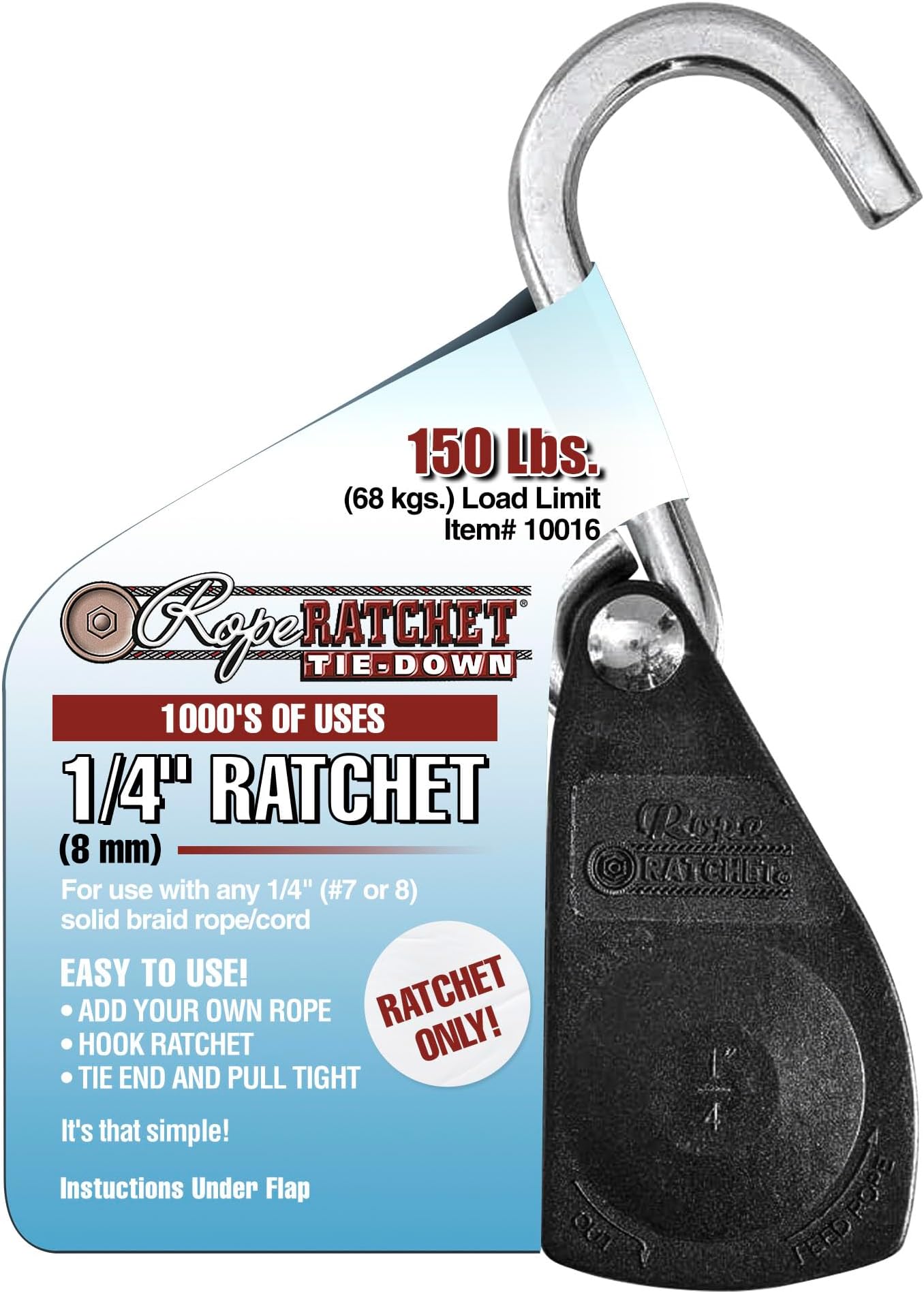 1/4" Tie Down Pulley Hanger, Heavy Duty Locking Mechanism, Tightener for Shade Sails, Hammocks, Canopy Anchoring, Garden Hoisting, Outdoor Use, 150 lbs Capacity - No Rope Included