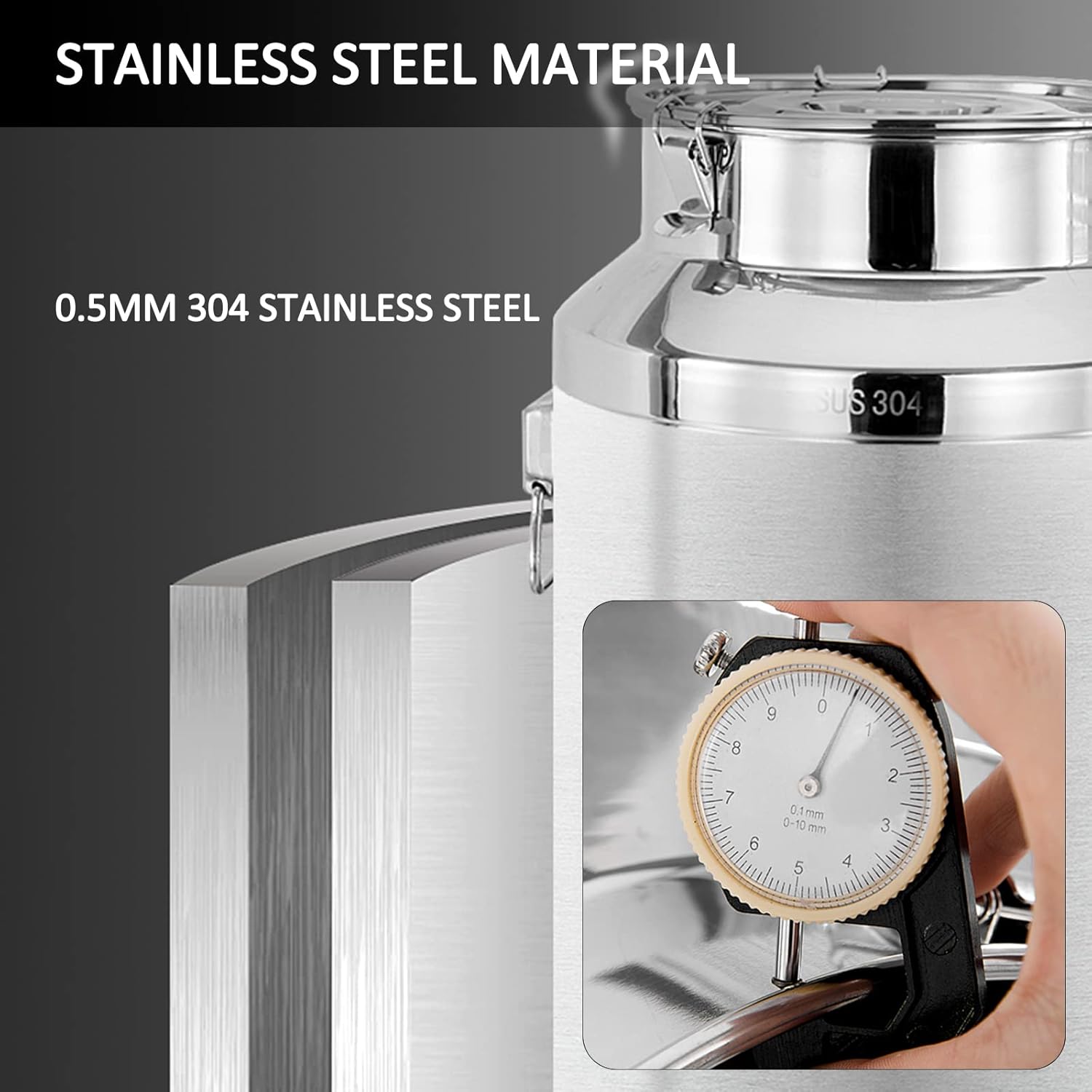 Heavy Duty Milk Storage Transport Can - 304 Stainless Steel Milk Bucket with Silicone Sealed Lid and Spigot for Liquid Storage Container,48L 35 * 54cm (76l 40 * 64cm)