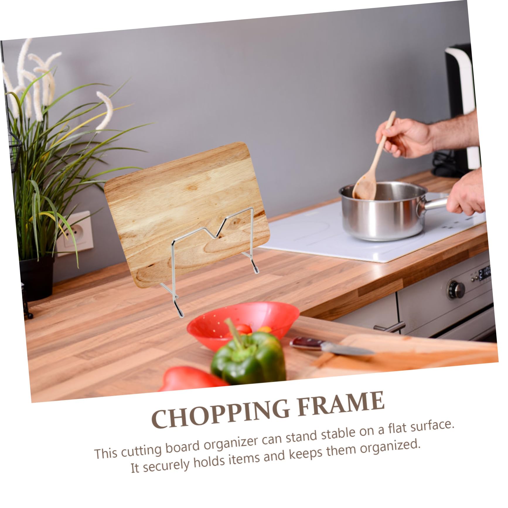 GLEAVI 2Pcs Stainless Steel Cutting Board Holder Non Skid Kitchen Organizer Rack for Pot Lids Countertop Storage Easy to Clean Multi Functional Design Dishwasher