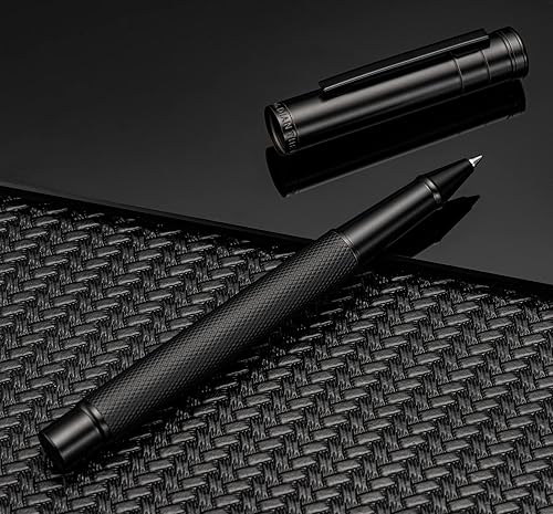 Miniatura 175 de Hongdian Black Forest - Pluma estilográfica de punta media, diseño clásico con convertidor y estuche de metal Negro -,Azul,Latón,Fibra de