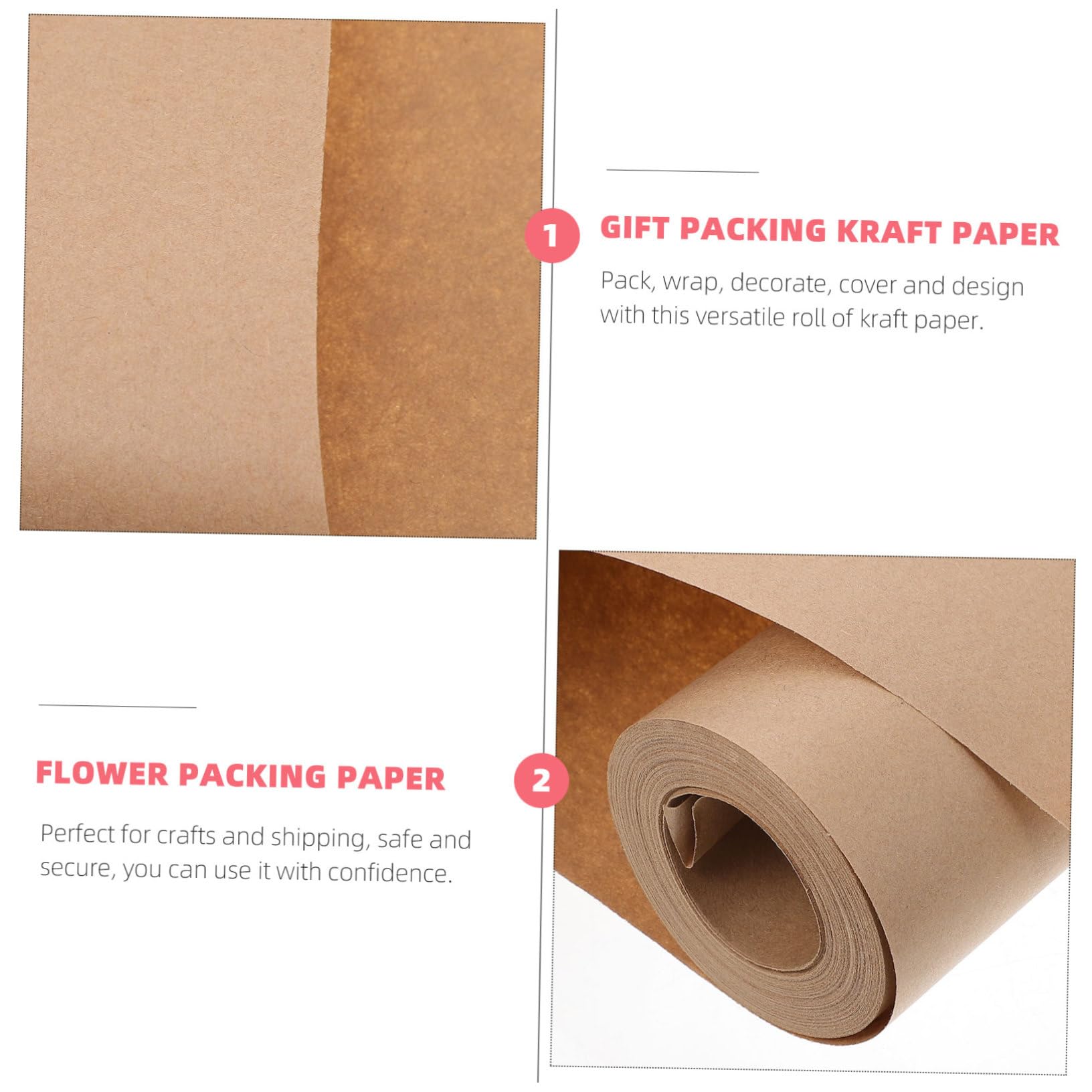 HOMSFOU Kraftpapier Rolle Braunes Packpapier für DIY Handwerksprojekte Hochzeiten und Dekoration Vielseitig Einsetzbar für Verpackungen und Bastelarbeiten