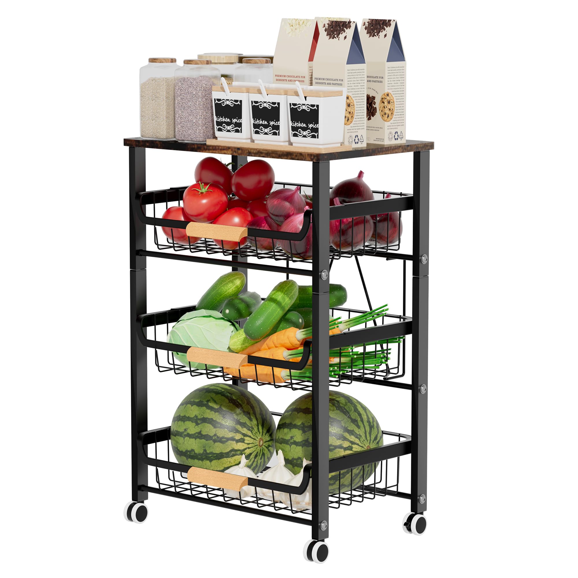 Chariot de cuisine pour légumes et pommes de terre idéal pour optimiser les petits espaces