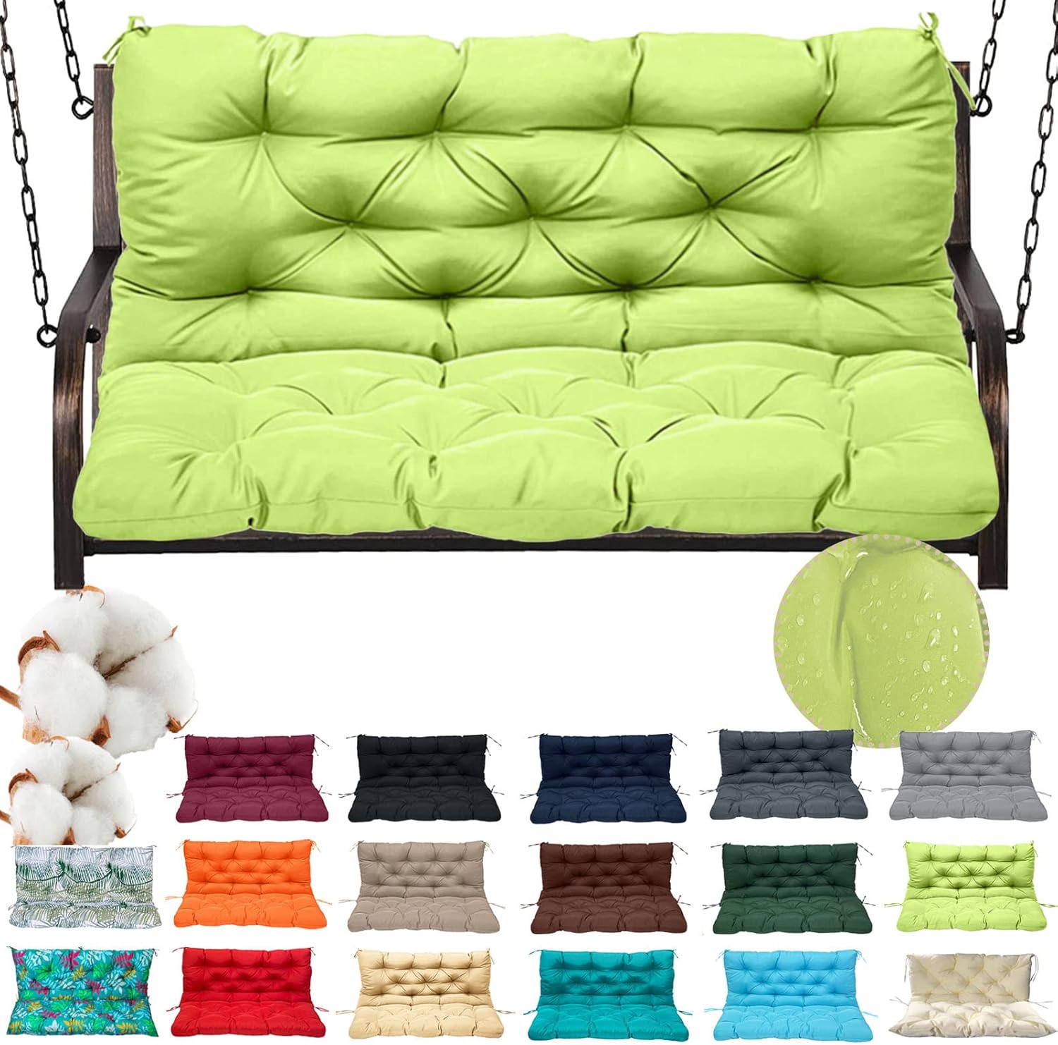 DHIJUPNG Outdoor Swing Cushion Replacement, Waterproof Lawn