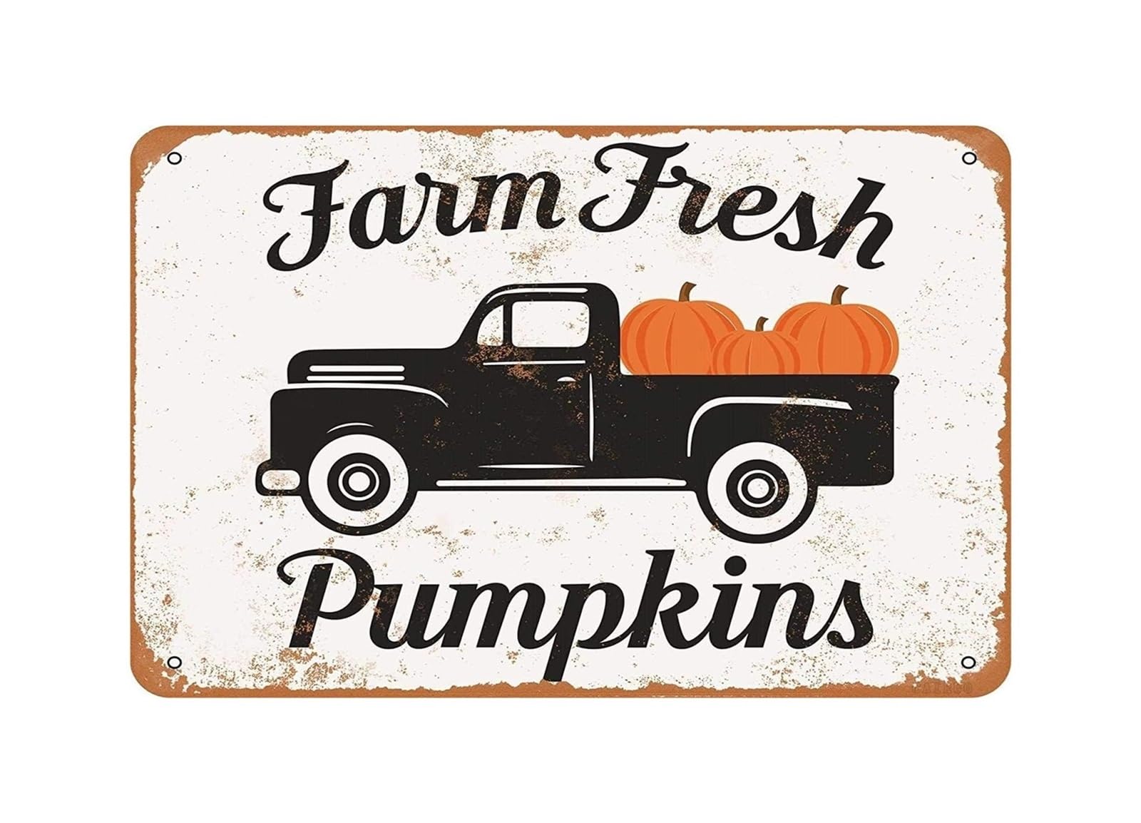 IDGTTLDF Autumn Pumpkin Metal Sign Farm Fresh Vintage Tin Sign for Fall Harvest Home Decor Kitchen Wall Farmhouse 8 X 12 inch