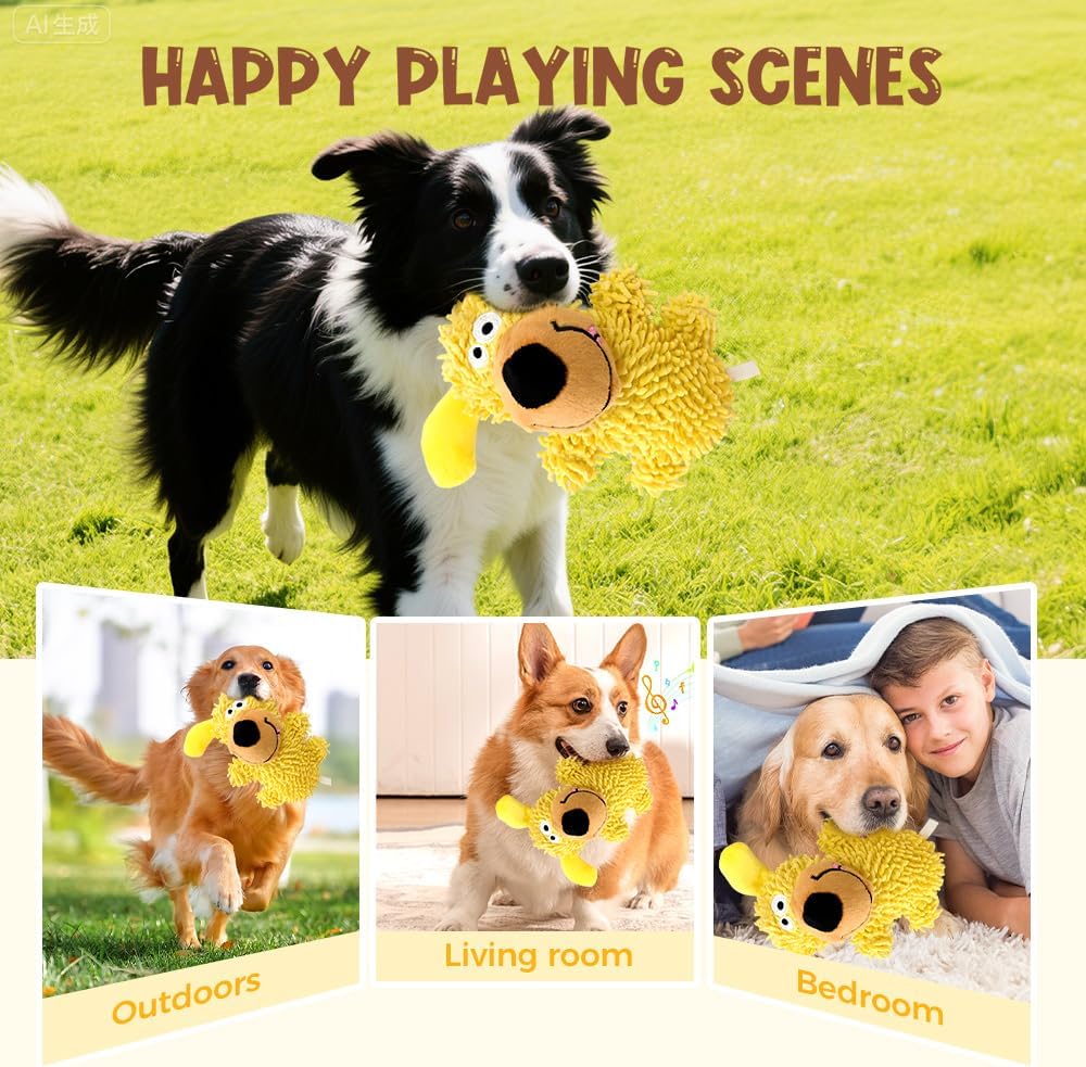 Squeaky Dog Plush Toy, 2026 New Indestructible Dog Toy, Durable Interactive Chew Toys with Squeaker for Small Dogs Puppy to Keep Them Busy (Yellow+ Blue)