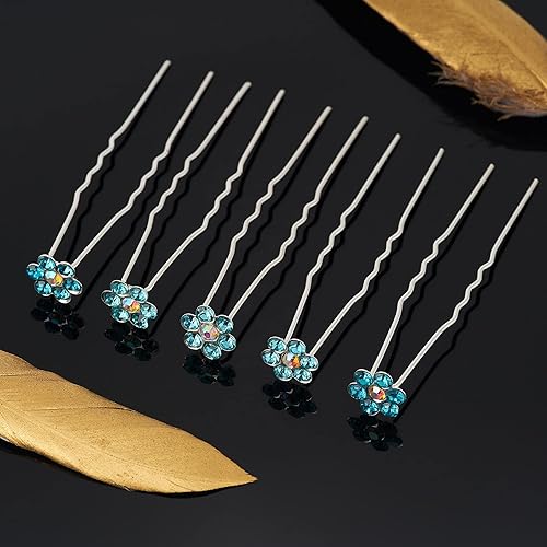 Miniatura 3 de QIUTIMIY Paquete de 20 horquillas de cristal con diamantes de imitación para novia, boda, mujer, accesorios de joyería para el cabello, con