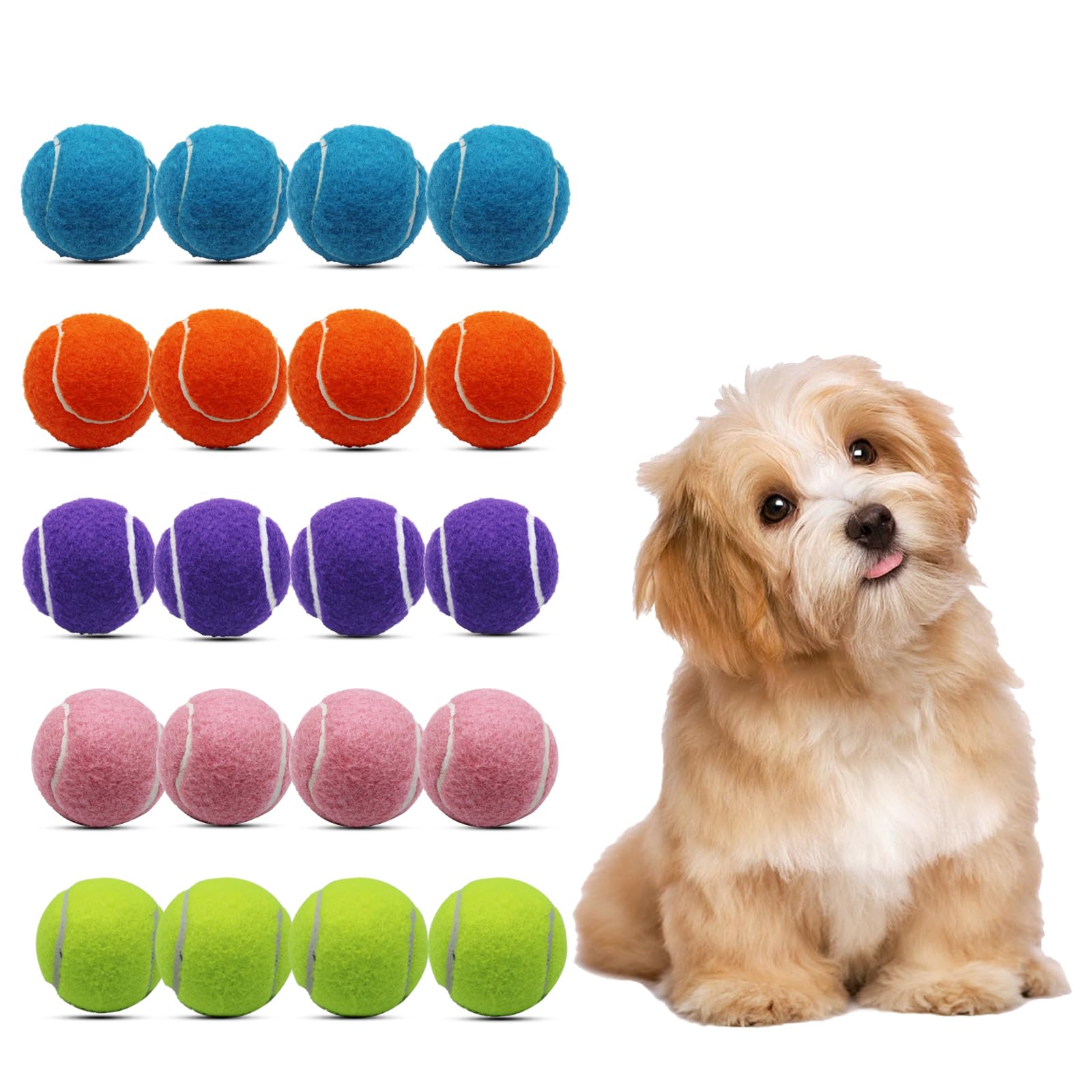 Magicorange Small Tennis Balls, 20 Pack 2 inch Tennis Balls for Dogs, Colorful Easy Catching Pet Dog Playing Ball with Mesh Bag for Easy Transport(Multicolor, 2 inch)