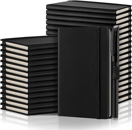 Laumoi 36 juegos de cuadernos de bolsillo con bolígrafos, tamaño A6, lindo cuaderno pequeño a rayas, mini bloc de notas, tapa dura, cuadernos