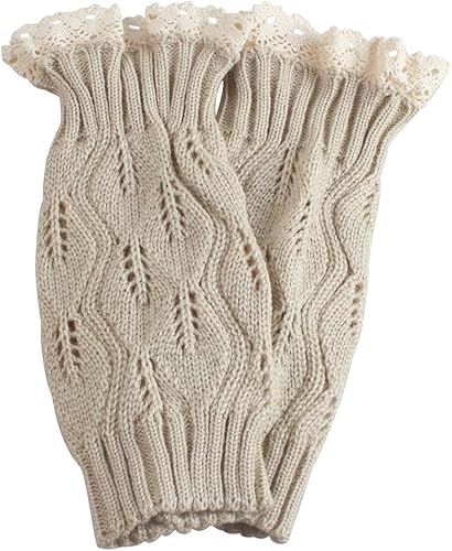 Miniatura 3 de Calcetines de botas para mujer, calentadores cortos de invierno para piernas, con encaje de ganchillo, puños de botas de punto para mujer, botas