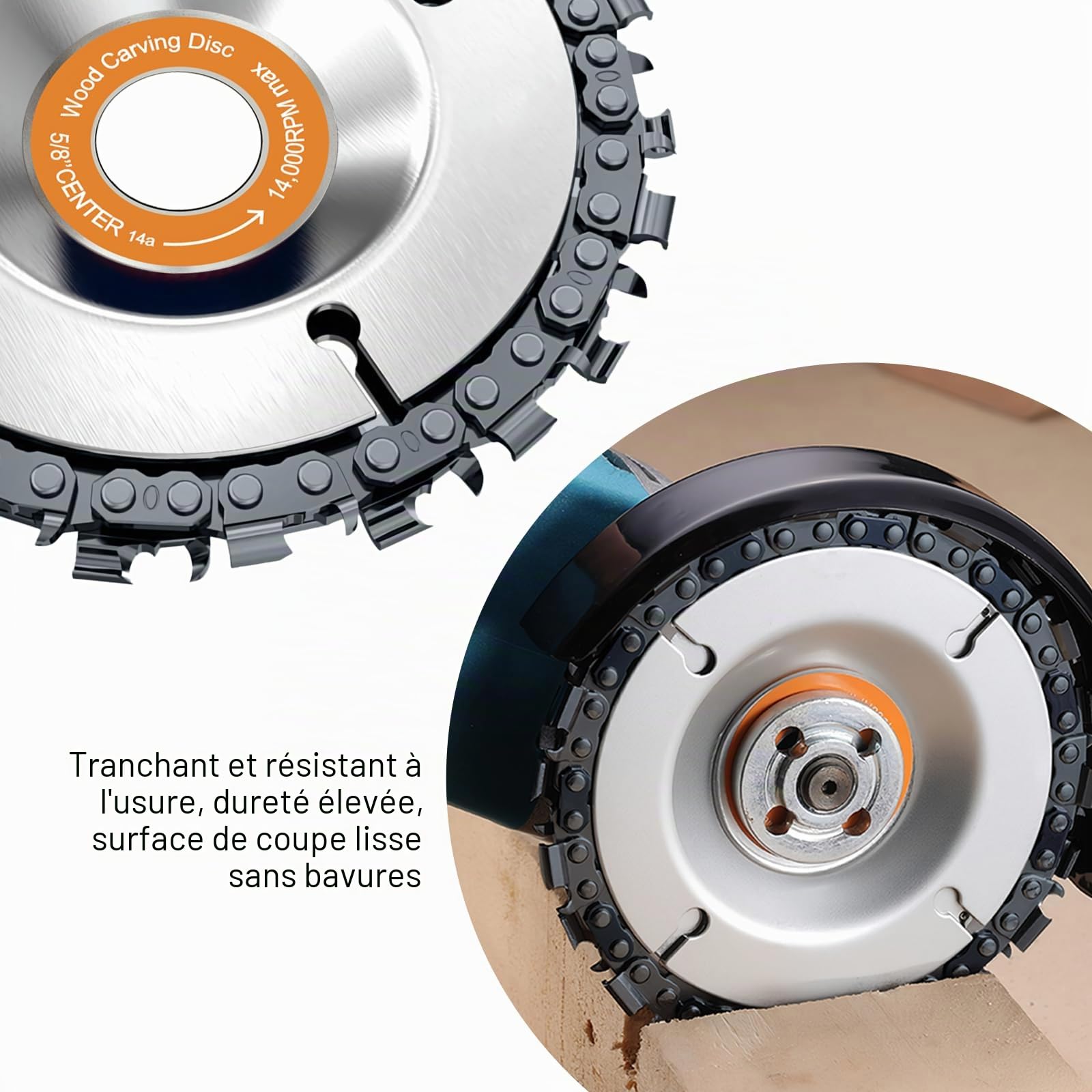 Disque Bois Meuleuse 100mm, 1 unité Disques à ébarber, Disque Bois Meuleuse en Bois en Carbure de Tungstène, Disques de Meulage pour Façonner, Meuler, Couper et Sculpture