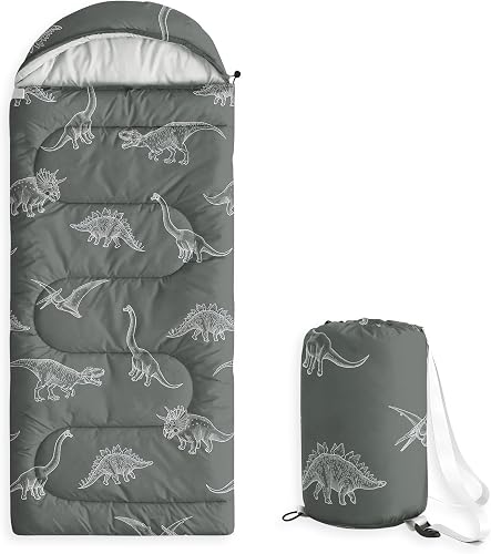 Wake In Cloud - Kids Sleeping Bag for Boys Toddlers, Camping in Warm Cold Weather, Backpacking Lightweight Compact Outdoor Liner for 3 Seasons, e Stars Rockets Galaxy