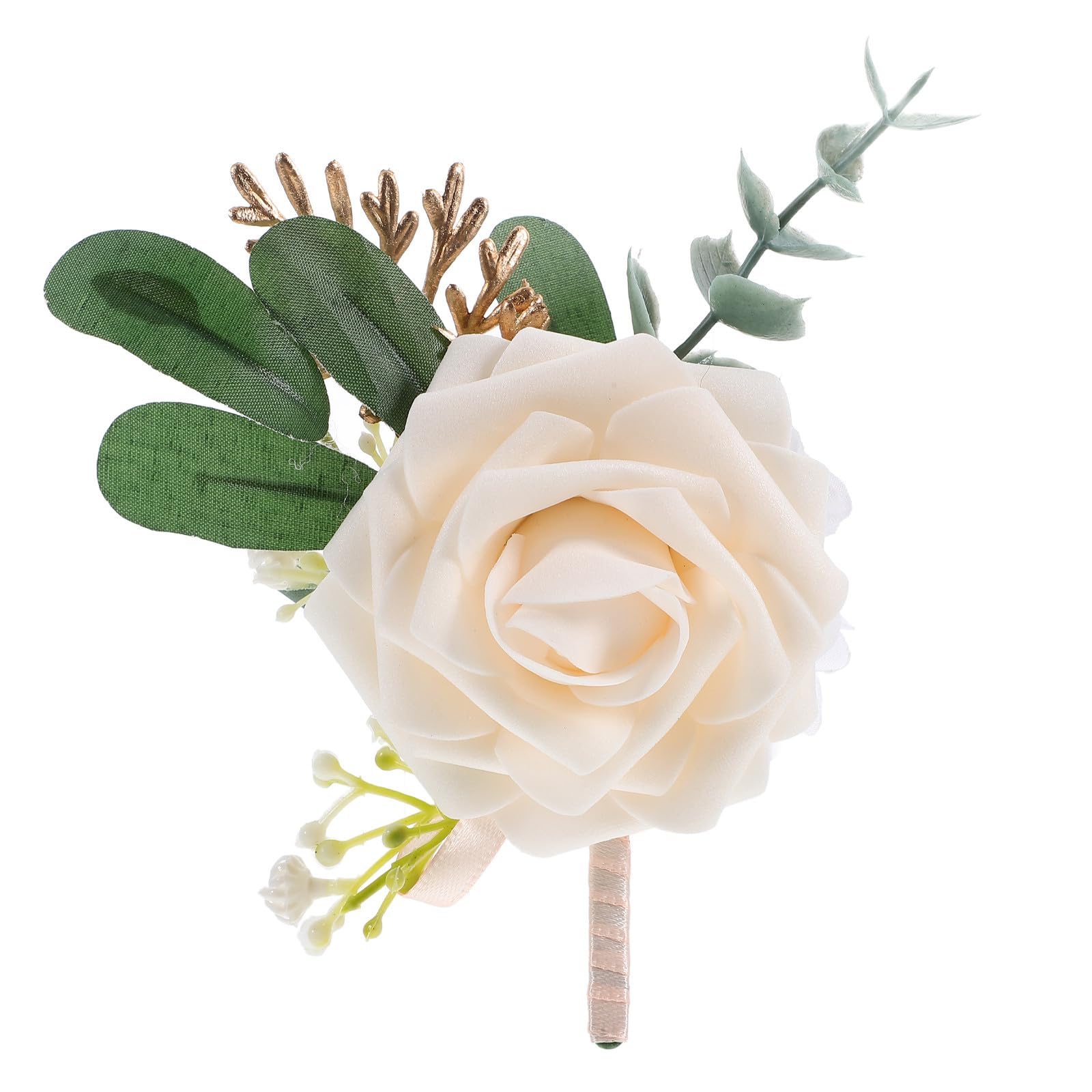 Boutonnière artificielle beige SOLUSTRE pour ne plus flétrir votre costume