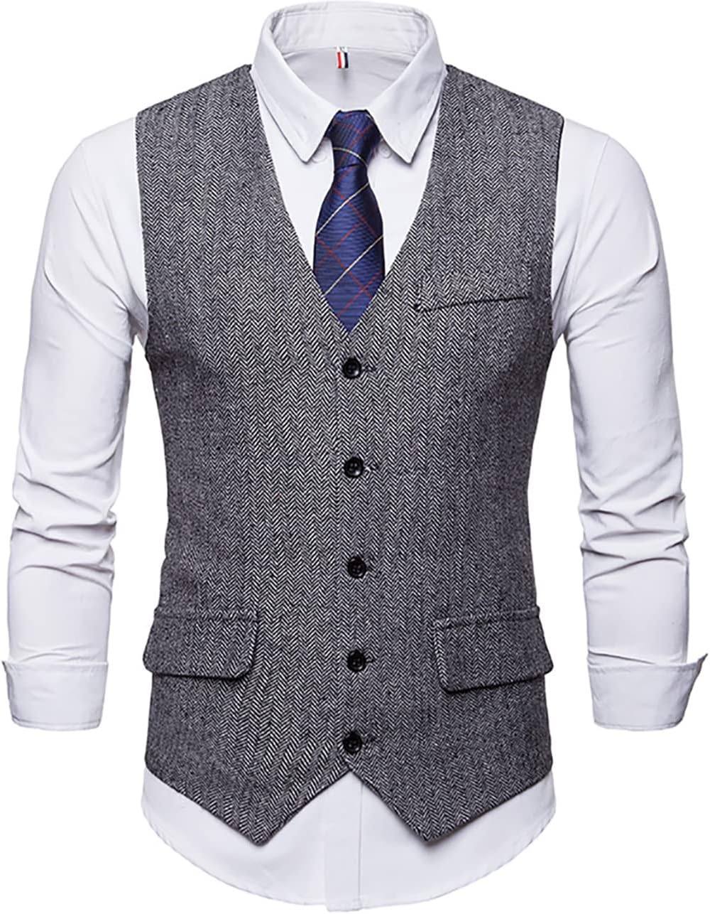 RONGKIMShowu Herren Paisley Weste Slim Fit Geschäft Hochzeit Elegant Anzugweste Stil Blazer