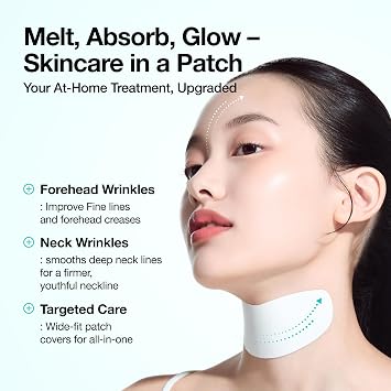 Anua PDRN Collagen Melting Patch for Neck, Lifting and Firming, Thin Film for Neck Fine Lines & Forehead, Plumping Effect with Salmon DNA, Korean Skincare, 0.02g x 4EA, Patch Only