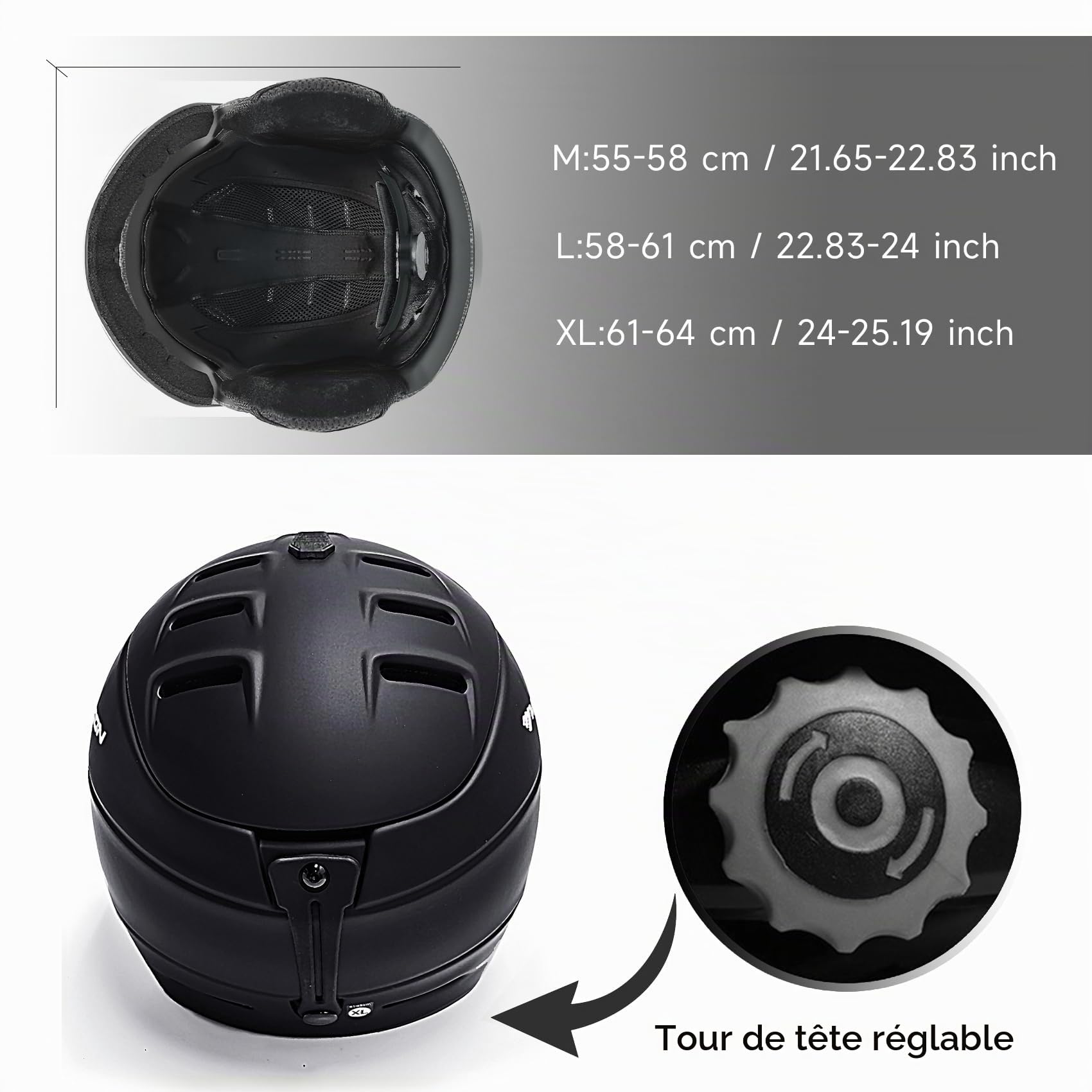 2-en-1 Visière Ski Casque De Snowboard Détachable Masque À Neige Anti-buée Anti-UV Intégré Goggle Bouclier Faible Poids Adultes Hommes Femmes