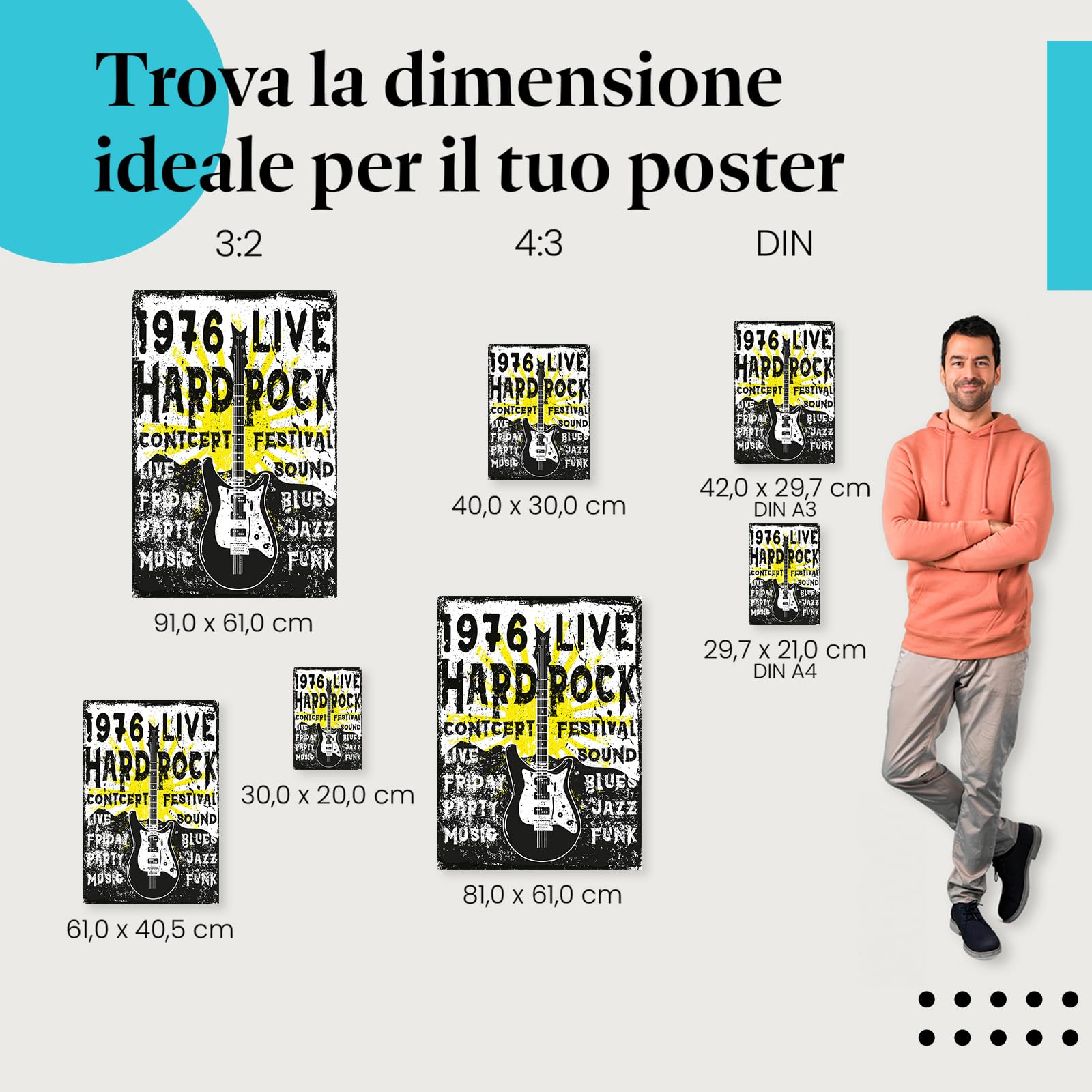 Postereck - 2148 - Poster Hard Rock Festival, chitarra musica concerto - Stampa con Scritta, Decorazione da Parete, Quadri, Ideen Regalo - Tela - 100,0 cm x 75,0 cm