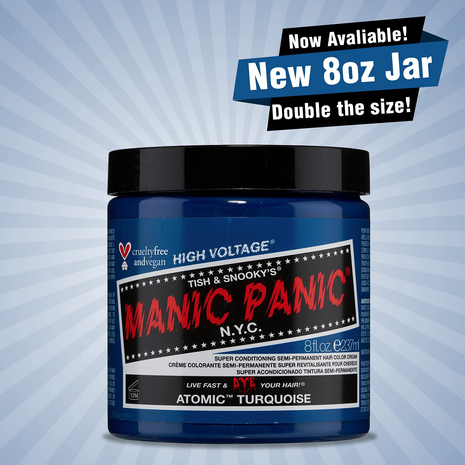 MANIC PANIC Classic Atomic Turquoise Semi Permanent Hair Color - Neon Aqua Blue Hair Dye for Women & Men That Lasts 4-6 Weeks - Vegan, Ammonia & Cruelty-Free - Create & Mix Custom Shades (8oz) - Image 2