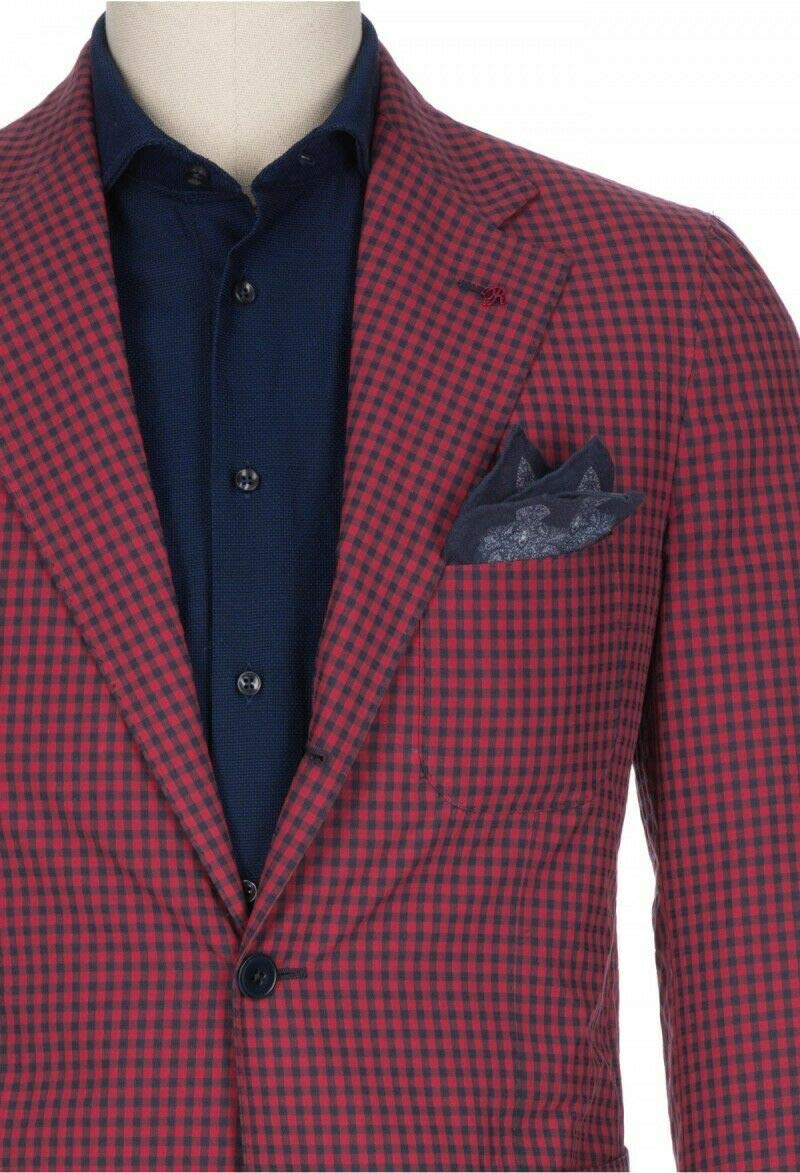 Hombre Traje de 2 Piezas para Hombre Chaqueta a Cuadros Slim Fit con Dos Botones Vestido Formal Pantalones de Chaqueta