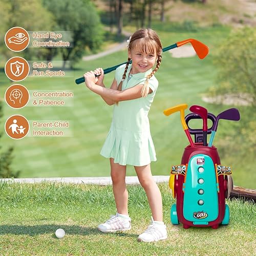 Miniatura 4 de Meland Juego de palos de golf para niños, juego de pelota de golf para niños, juguetes deportivos, regalo para niños y niñas de 3, 4, 5, 6 años