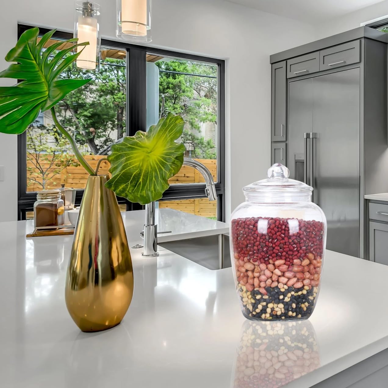 2200ml Large Glass Sealing Container Airtight Storage Jar Kitchen Food Canister for Honey Pickles and Pantry Organization