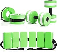 Vista 12 de Juego de 5 ejercicios acuáticos que incluye 2 pesas de natación en el tobillo, 2 mancuernas ligeras para ejercicio acuático y cinturón de natación