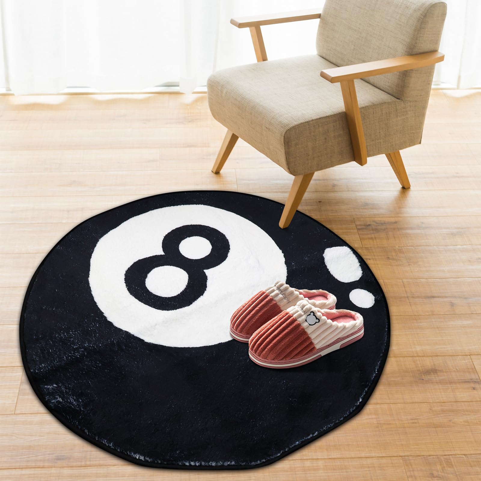 Vloerkleed, 8 Ballen, Zwart, Cirkels, Biljarttapijt, Antislip Tapijt Voor 8 Ballen Wasbaar Voor Slaapkamer Woonkamer En Hal Decoratie 100 X 100 Cm