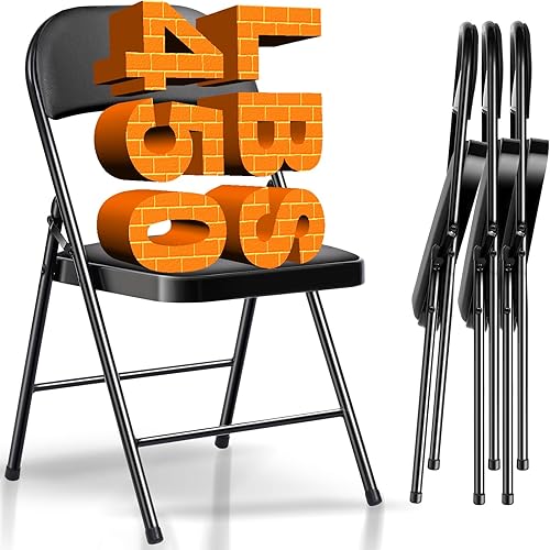 Sillas plegables con asientos acolchados, paquete de 4 sillas plegables acolchadas con marco de acero para el hogar y la oficina, eventos en