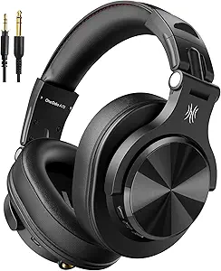 OneOdio A70 Bluetooth Over Ear Headphones, Wireless Headphones with 72H Playtime, Hi-Res, Built-in Mic, 3.5mm/6.35mm Wired Audio Jack for Studio Monitor & Mixing DJ Guitar AMP, Computer Laptop PC Carbonfree Certified