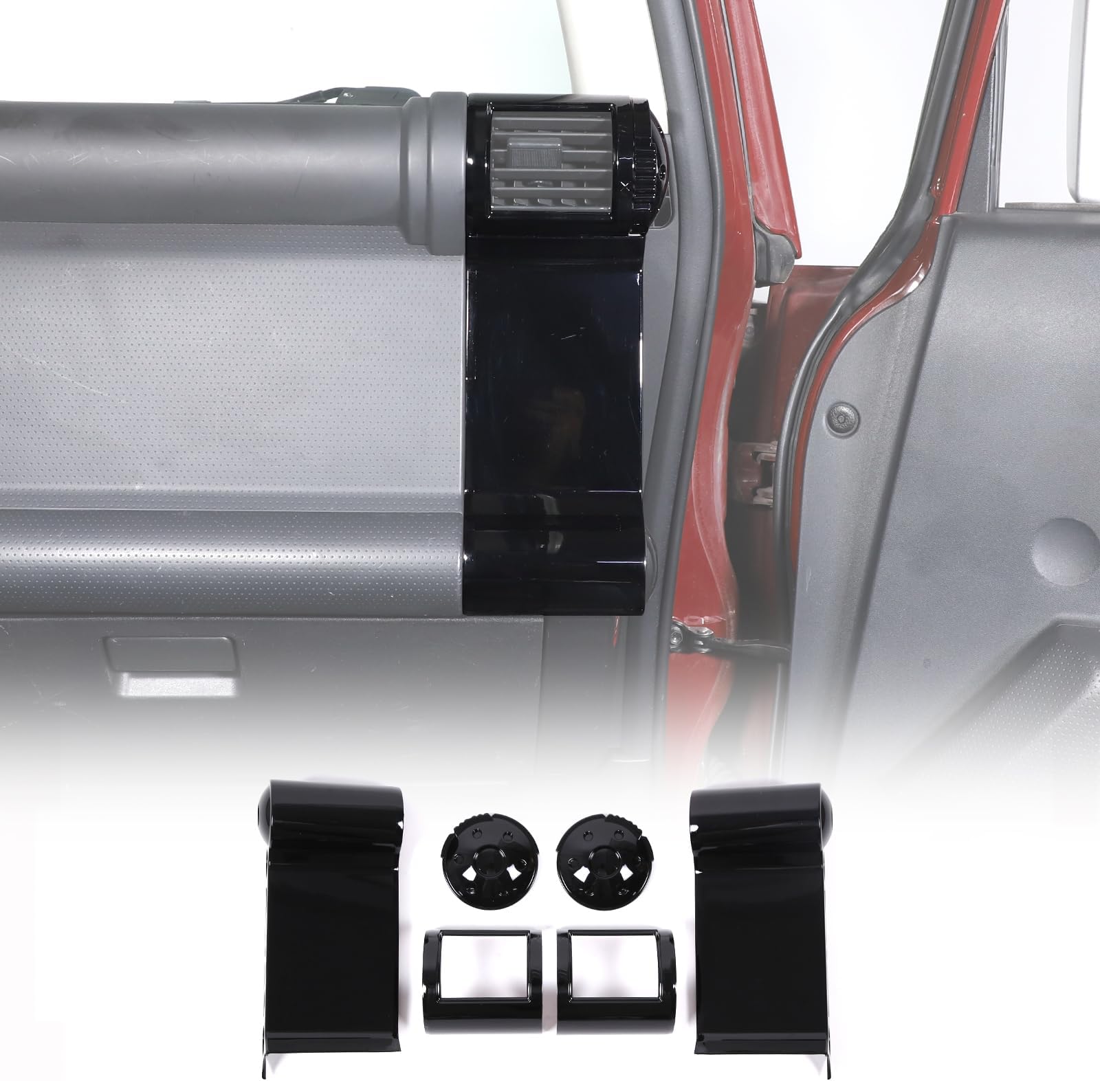 LLKUANG Dashboard Side Air Outlet FrameABS Car Dashboard Side Air Outlet Frame Decorative Panel for Toyota FJ Cruiser (XJ10) 2007-2022 A/C Air Vent Kit Interior Accessories (Glossy black)