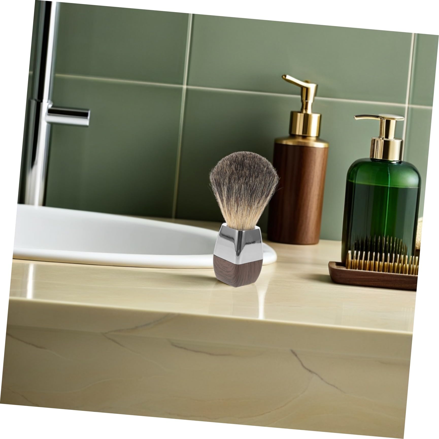 VICASKY Pennello da Barba per Uomo con Setole di Tasso Morbide Manico in Legno Elegante Spazzola Portatile per Peli del Viso per Rasatura Delicata e Cura della Barba