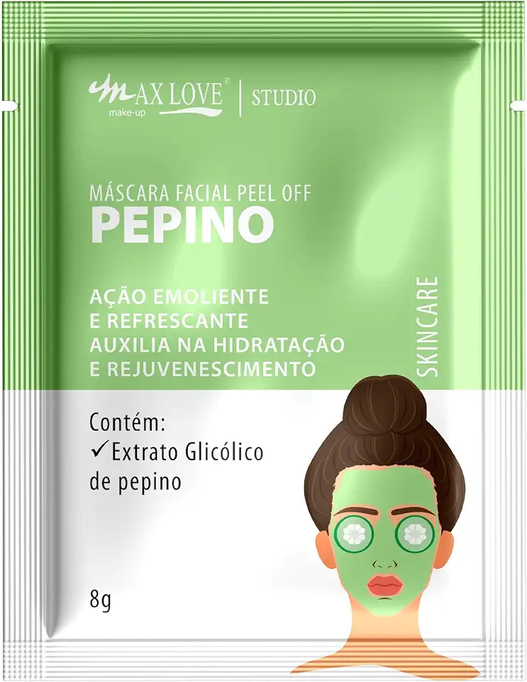 Máscara Facial Pepino Max Love - Hidratante e Limpeza Profunda para Skincare - Refrescante, Reduz Poros, Maciez Imediata