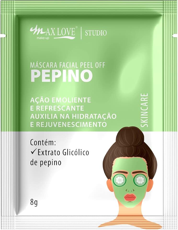 Máscara Facial Pepino Max Love - Hidratante e Limpeza Profunda para Skincare - Refrescante, Reduz Poros, Maciez Imediata