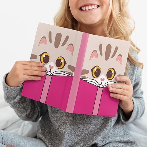 Miniatura 3 de AFPANQZ Linda funda de libro para mujer, diseño de caricaturas, diseño de gato, reutilizable, protector de tapa dura, funda elástica de tela de