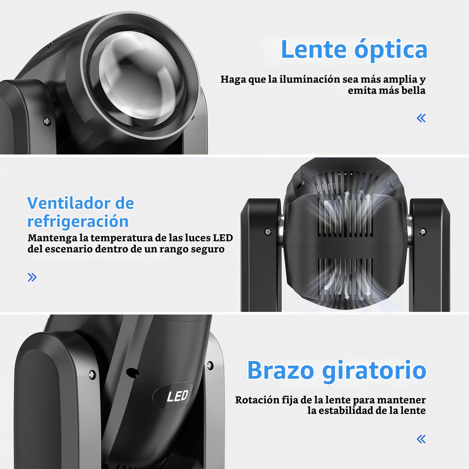 150W Cabeza Movil LED Luces de Discoteca 8 Gobo Focos DMX DJ Luce Profesional Fiesta Luz Para Navidad Conciertos Boda Bar Club