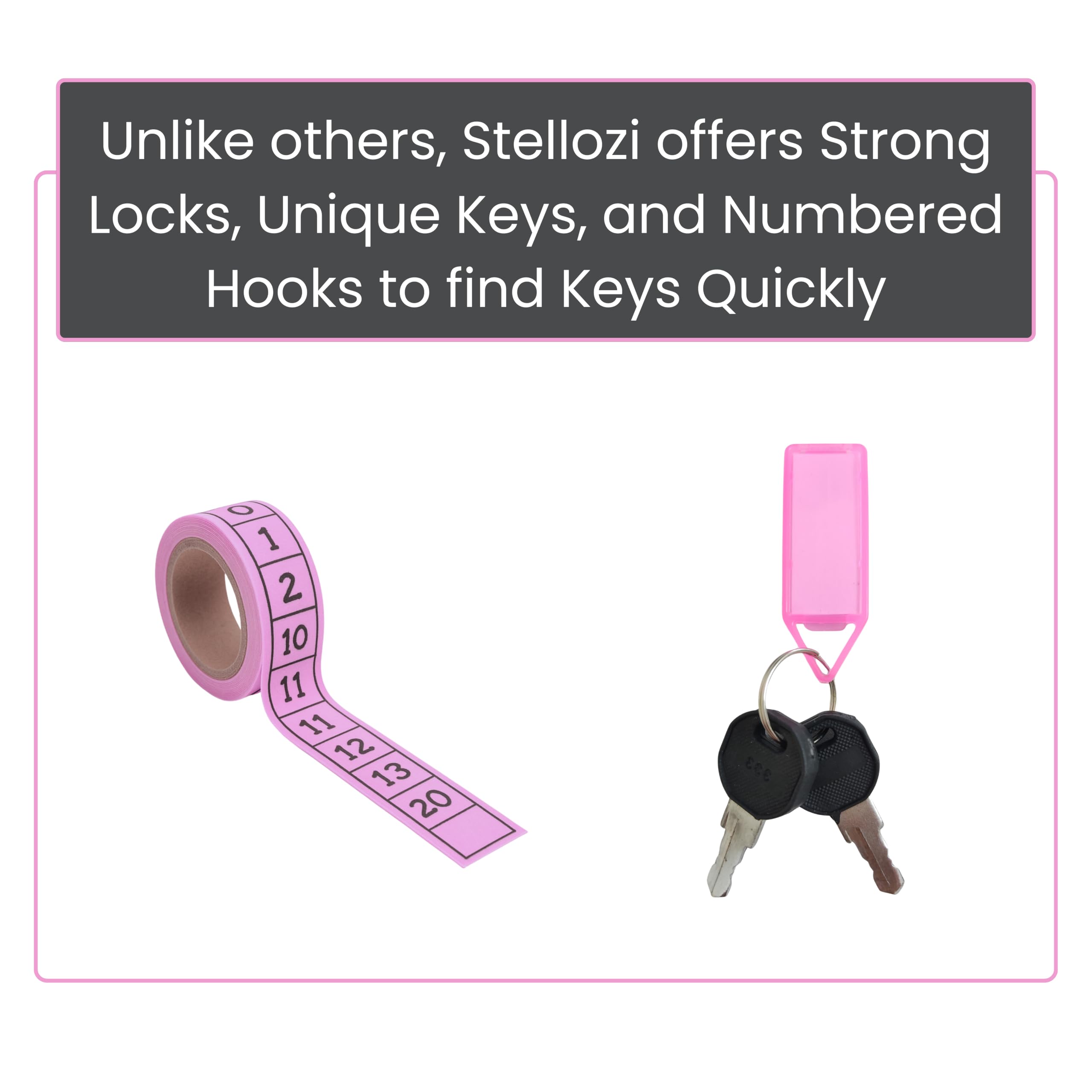 Stellozi™ Super Strong Metal Key Box with 25 Keychains | 25 Keys Capacity | Wall Mounted Key Cabinet | Includes Wall Mounting Kit | Key Holder with Lock (Gray, 25 Hooks) 2