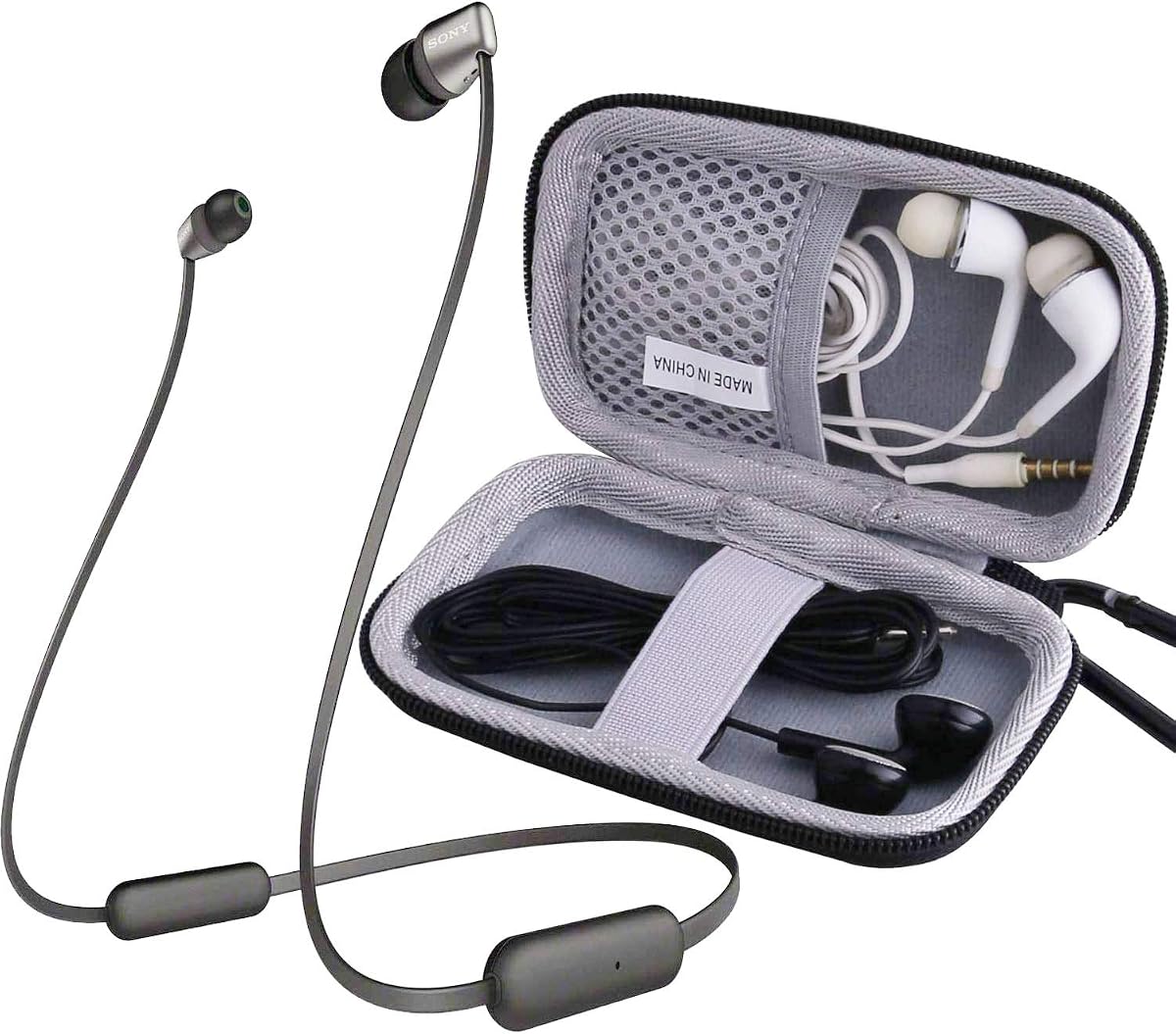Estuche de viaje rígido de EVA para auriculares internos inalámbricos Sony Wi-Xb400/Wi-C200/WI-C310. Estuche de transporte para auriculares, estuche para reproductor MP3, bolsa de almacenamiento pequeña para auriculares