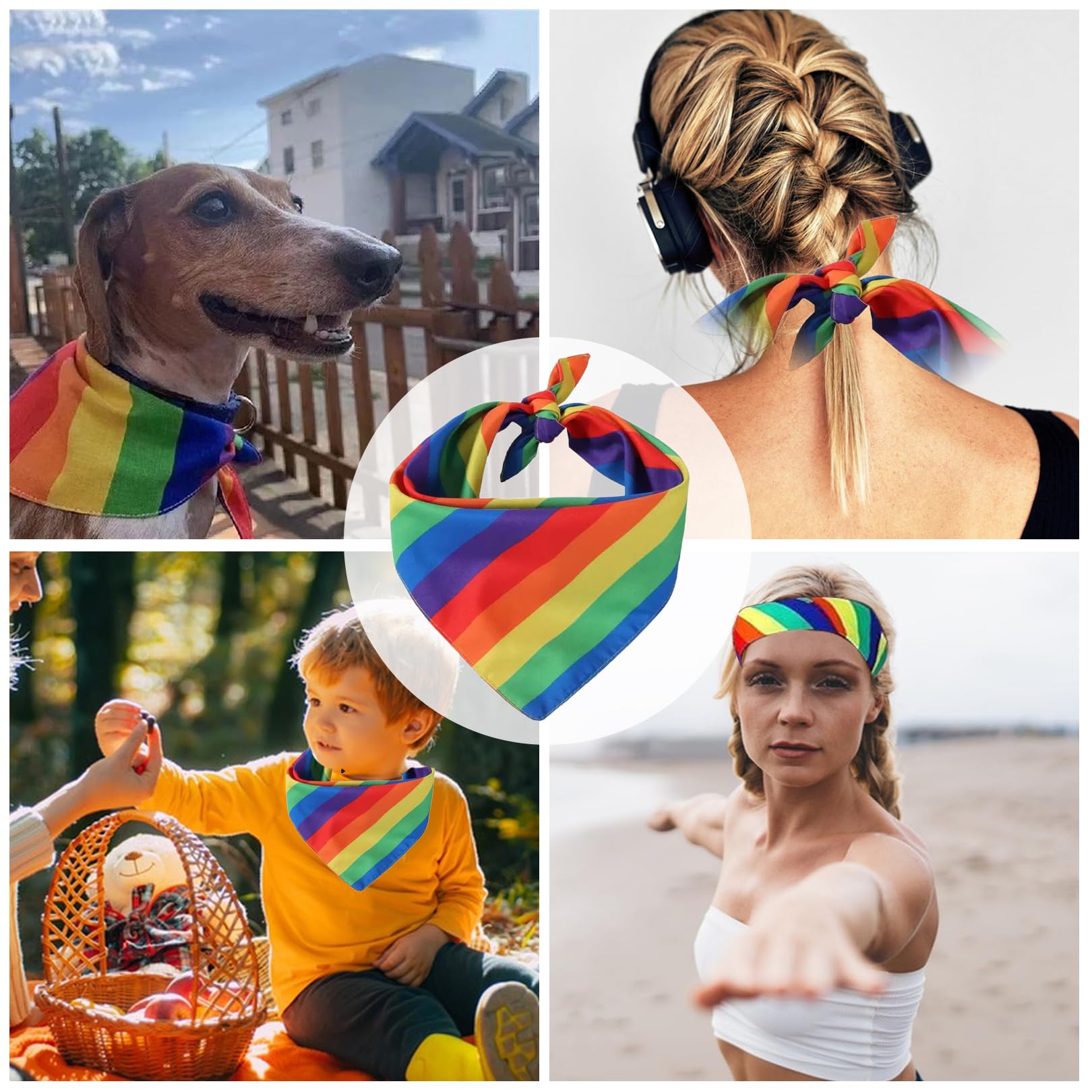 2 Stück Pride Outfit Regenbogen Bandana,Outfit Damen Accessoires,Rainbow Haarschmuck Haarband,Halstuch Haarbänder,für Gay Dance Clothes,Friends Bekleidungen Accessories,Christopher Street Day Zubehör
