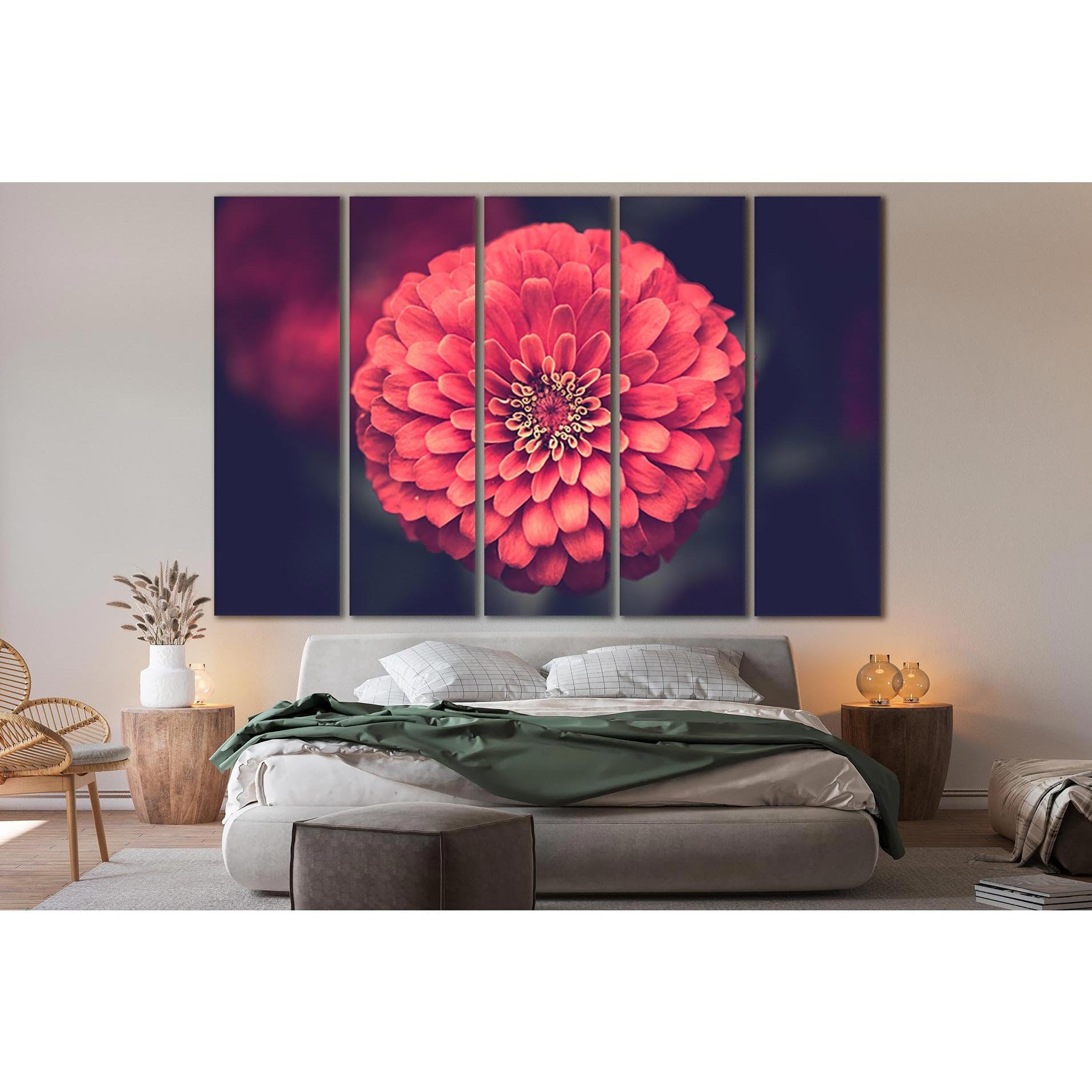 Cuadro de flor roja para salón moderno ZELLART lienzo decorativo grande 3