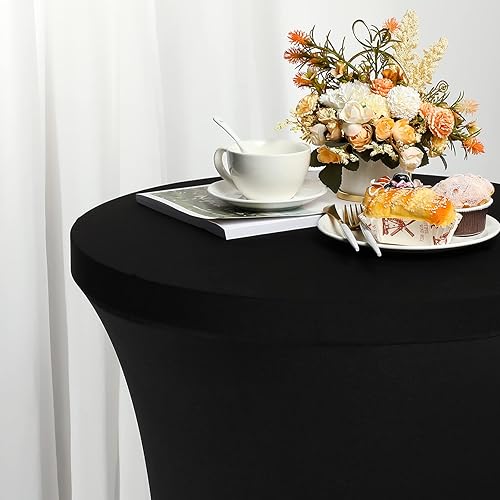 Miniatura 4 de Mantel redondo de 32 x 43 pulgadas, para cóctel, parte inferior redonda, elástico, para bar, pub, boda, fiesta, banquete, suministros de cumpleaños