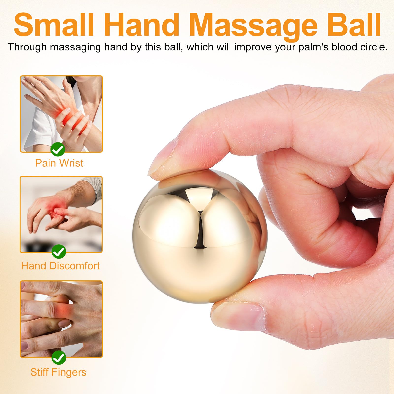 Hemobllo Stillkugeln aus Messing 2 Stück Metall Handbälle für Handtherapie und Handmassage Praktische Kleine Handkugeln als Tragbares Handbewegungsgerät