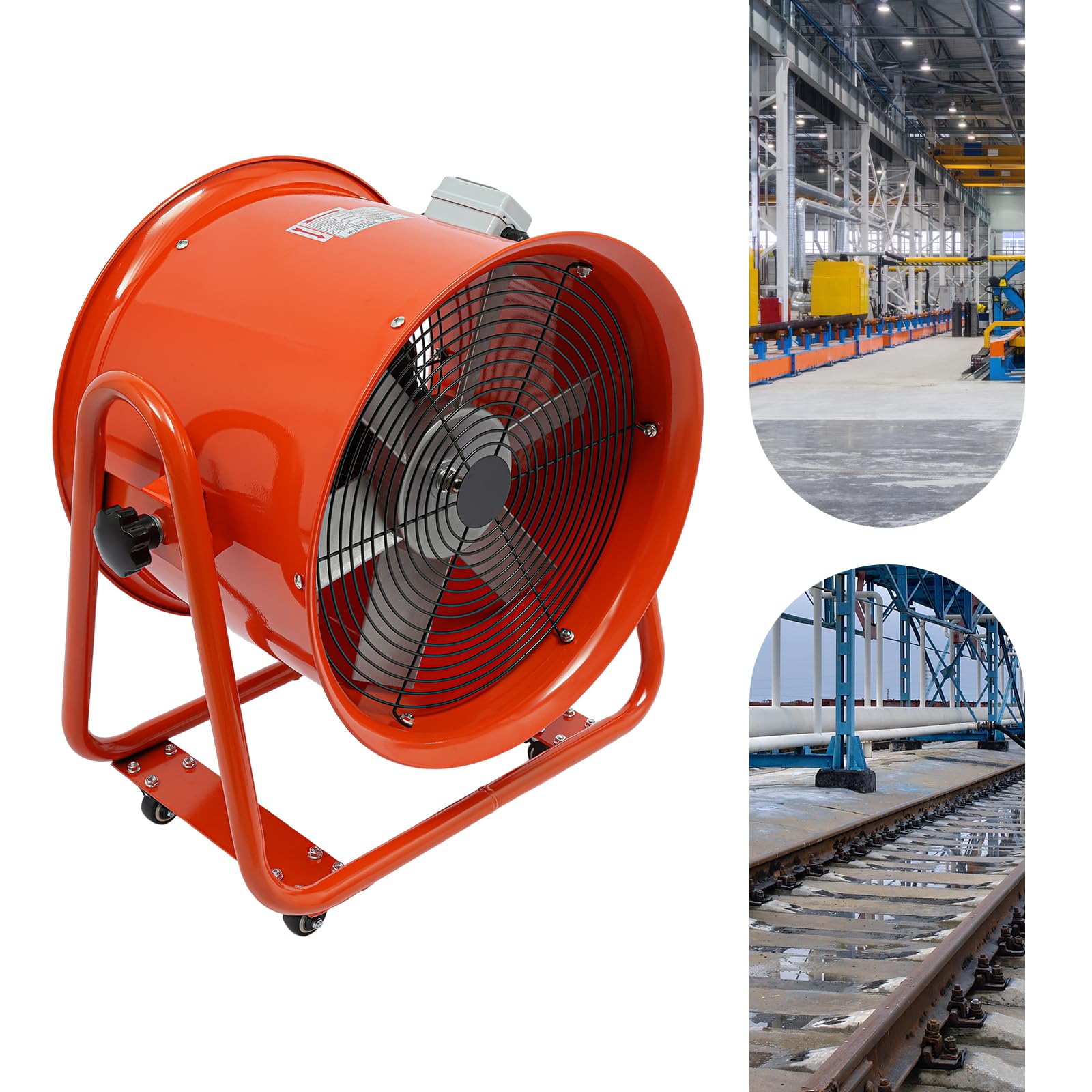 1100W Bauventilator, Sanierungstechnik Rohrventilator Mit 6 Schaufeln, Axialventilator Axialgebläse Baugebläse, Industrielüfter Für Tunneln Fabriken Lagerhallen