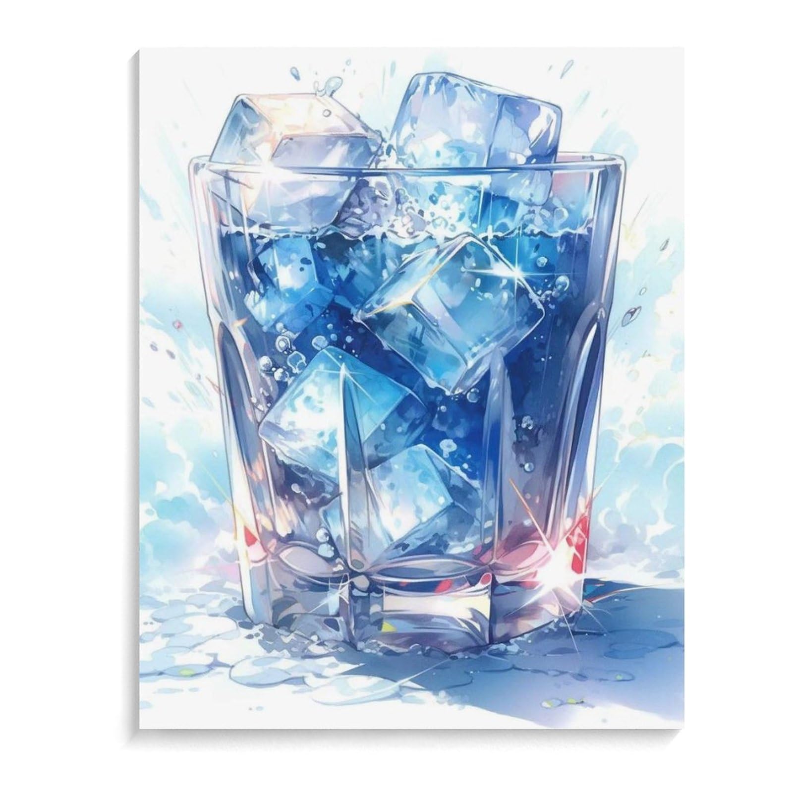 Amazon | 水の中の氷 数字キットによる絵画 数字油絵 リアルな水彩画