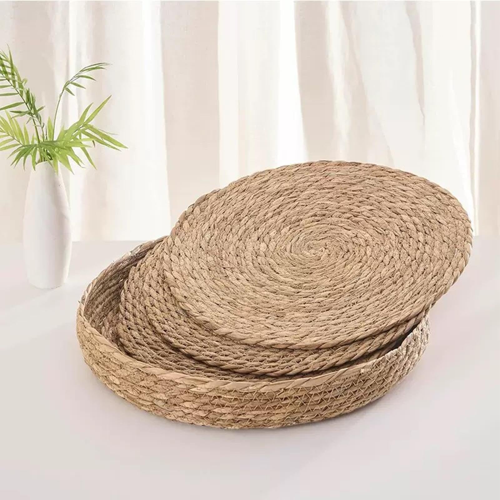 Tovaglietta In Rattan Set Di 6 Tovagliette In Rattan Naturale Intrecciato A | Set Di Tovagliette Rotonde per Cena Giardino Picnic Festa Spiaggia Ristorante C
