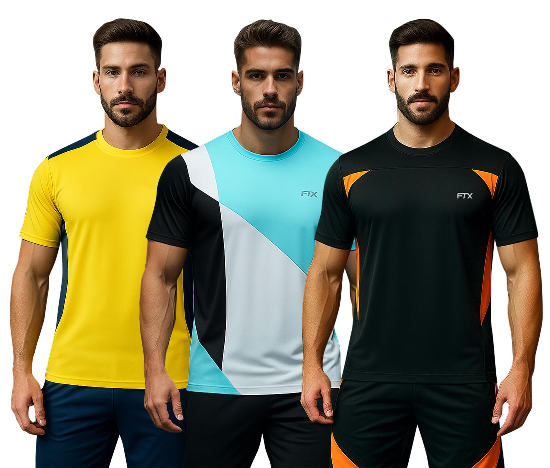 FTX Colorblock Dri-Fit Halfsleeve Activewear Sport Casual Round Neck T-Shirt for Men (Set of 3)-picture-19