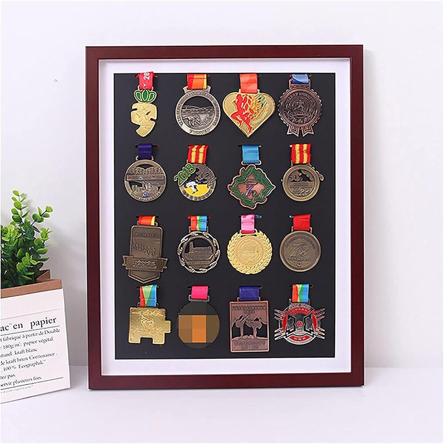 Photo Frame Medals Display Frame,Wall-Mounted Medal Display Frame,3D Deep Box Picture Frame for Marathon Medal Storage Box-White||20 inches (16 Pieces)