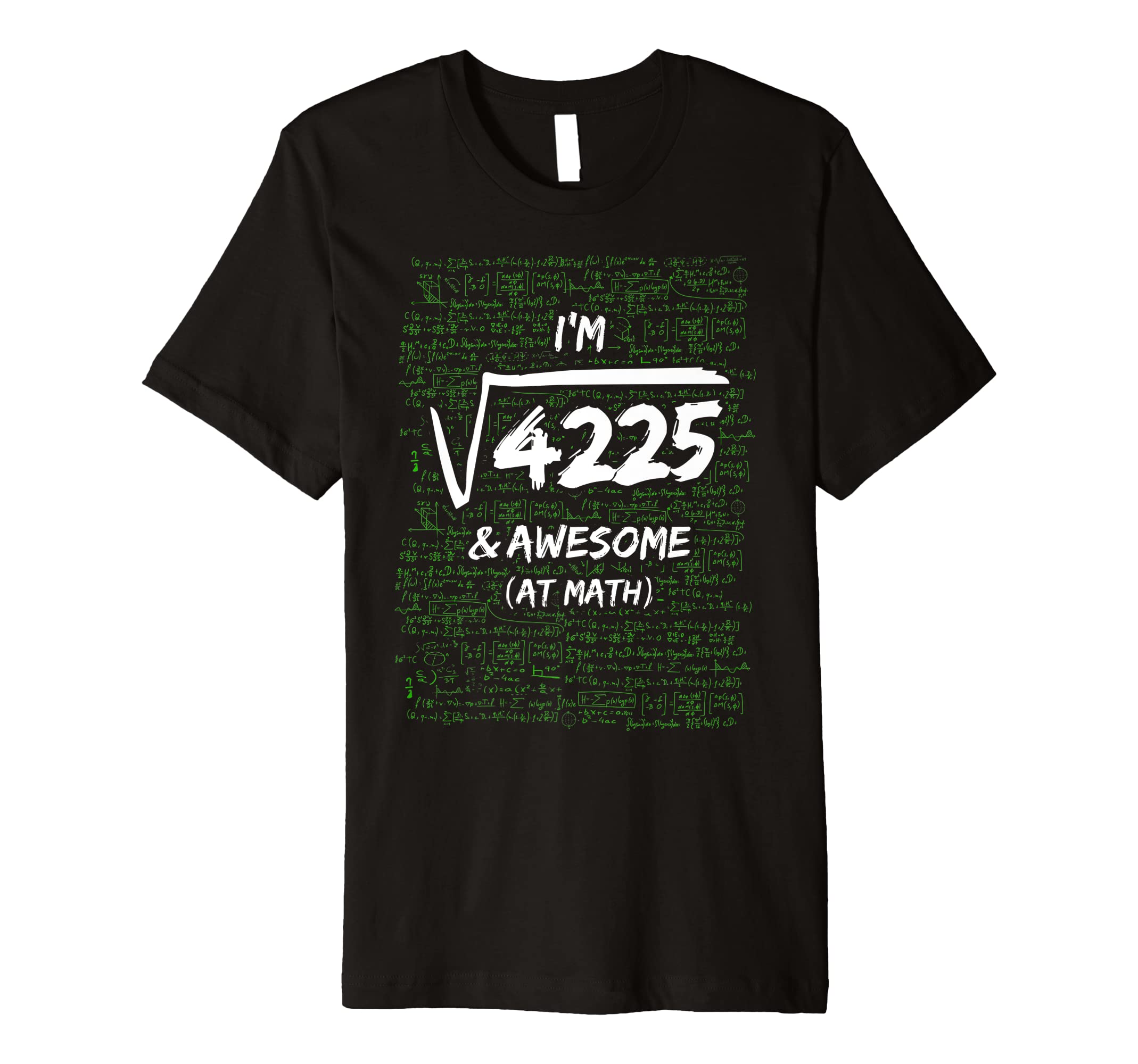 65th Birthday Square Root Of 4225 Years & Awesome Funny Math Premium T-Shirt