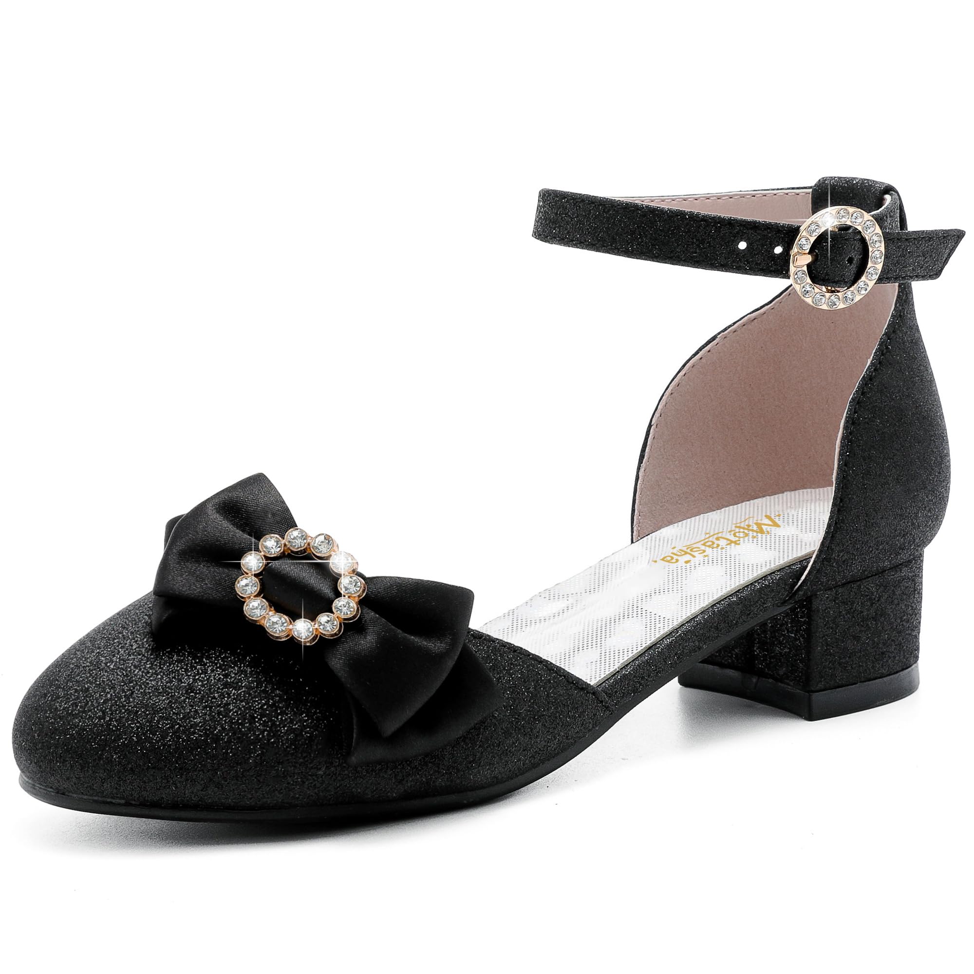 MotashaToddler Girls Dress Shoes Flower Princess Shoes Girls Pump Low Heels  Party Wedding for Little Big Kid