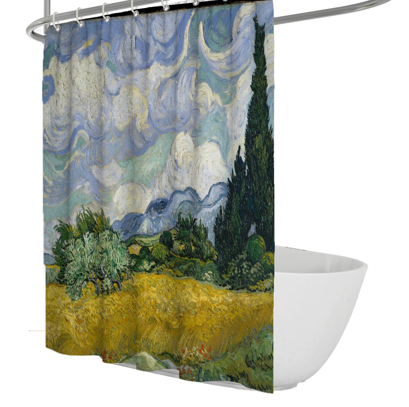 Extra Lungo Tenda Doccia Liner Campo Di Grano Bagno Doccia Tende Con Ganci Blu Giallo Tenda Doccia Tessuto Impermeabile W200 x L200cm